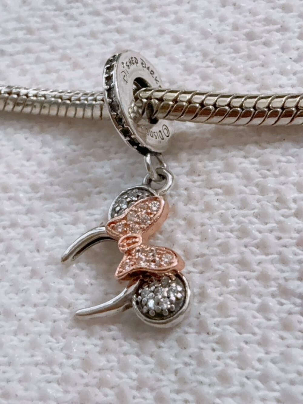 Minnie Mouse Pave Ear Headband Dangle Charm For Pandora Bracelet Necklace